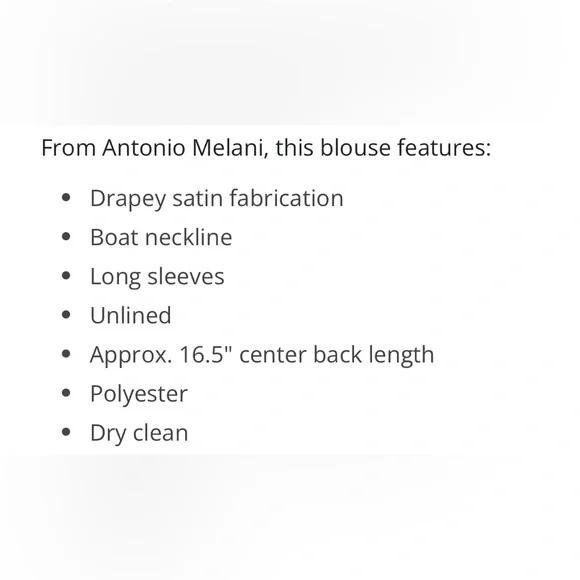 Antonio Melani Blyss Drapey Satin Boat Neck Long Sleeve Champagne Blouse Size L - Picture 5 of 10